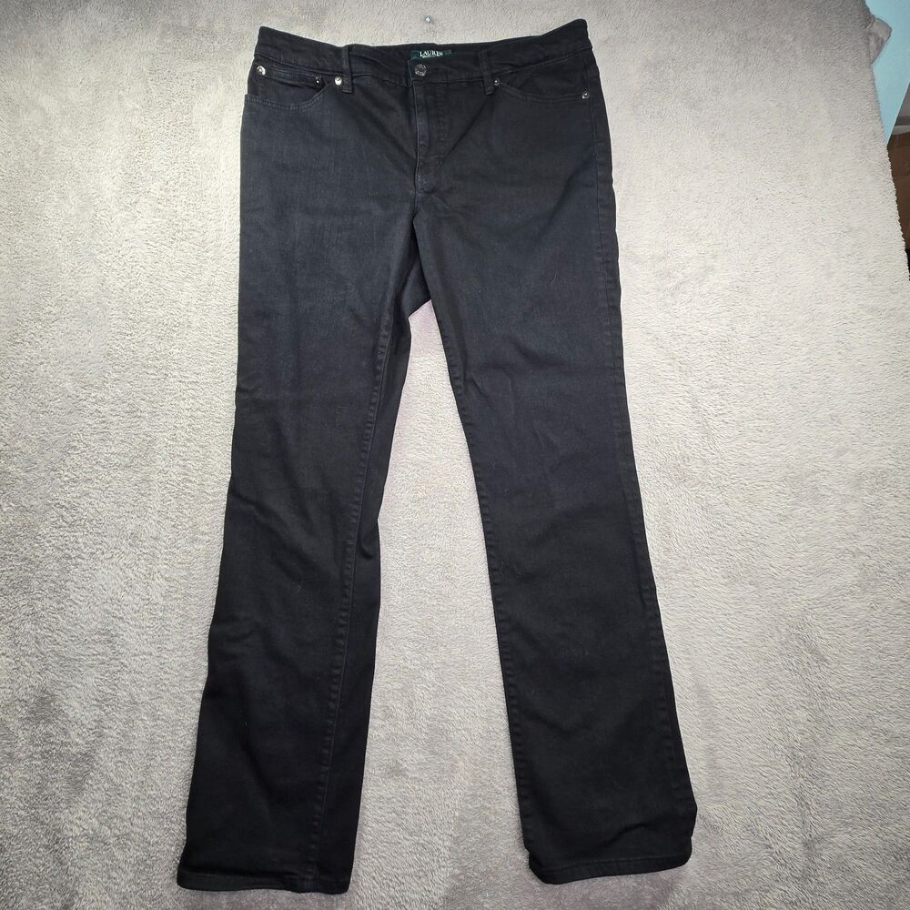 Lauren Ralph Lauren Modern Straight Curvy Jeans Women’s 16 Black Stretch EUC